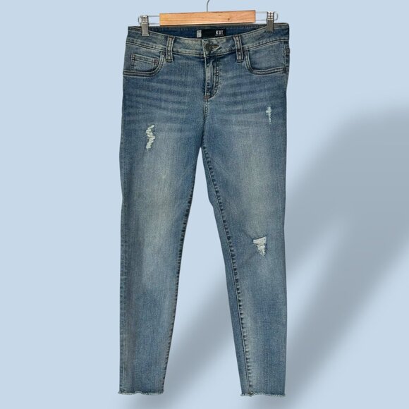Kut from‎ the Kloth Connie Ankle Skinny Frayed Jeans Medium Wash Women's Size 6 - Picture 1 of 12